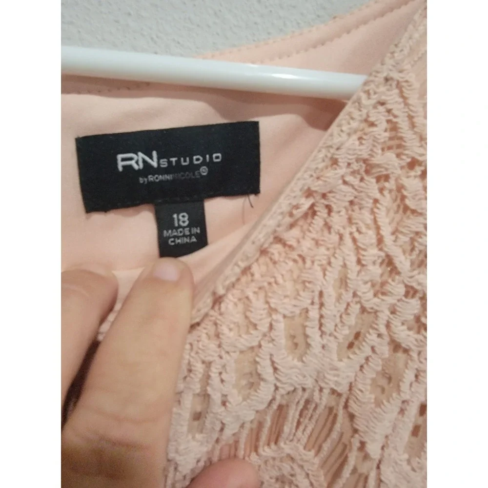 Ronni‎ Nicole Women's RN Studio 3/4 Sleeve Lace Dress Blush Pink Sz 18 NWT